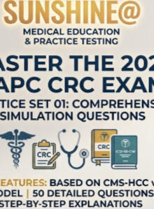 CRC Practice Exam Preview A professional preview of the CRC Exam Practice Set including medical icons and textbook